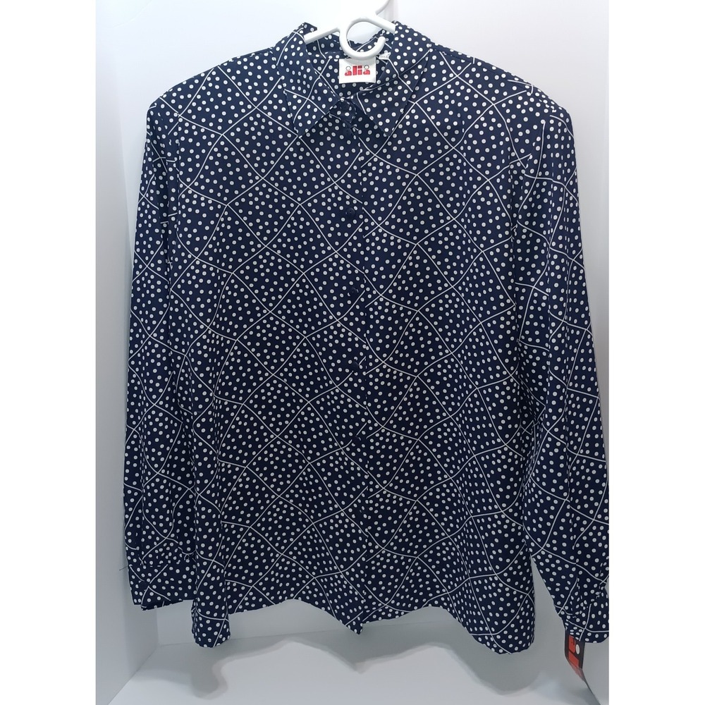 Vintage Alia Womens top shirt  blouse 18 Long Sleeve 90s y2k geometric retro